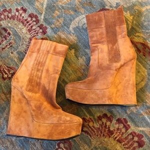 Balenciaga Suede Pull-up Wedge Boot